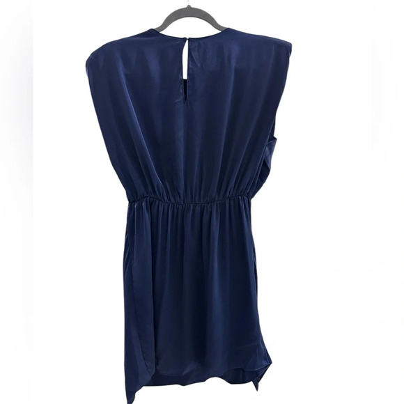 NWT Amanda Uprichard Copeland Tie Front Mini Dress Navy Blue Size Medium - Picture 4 of 9